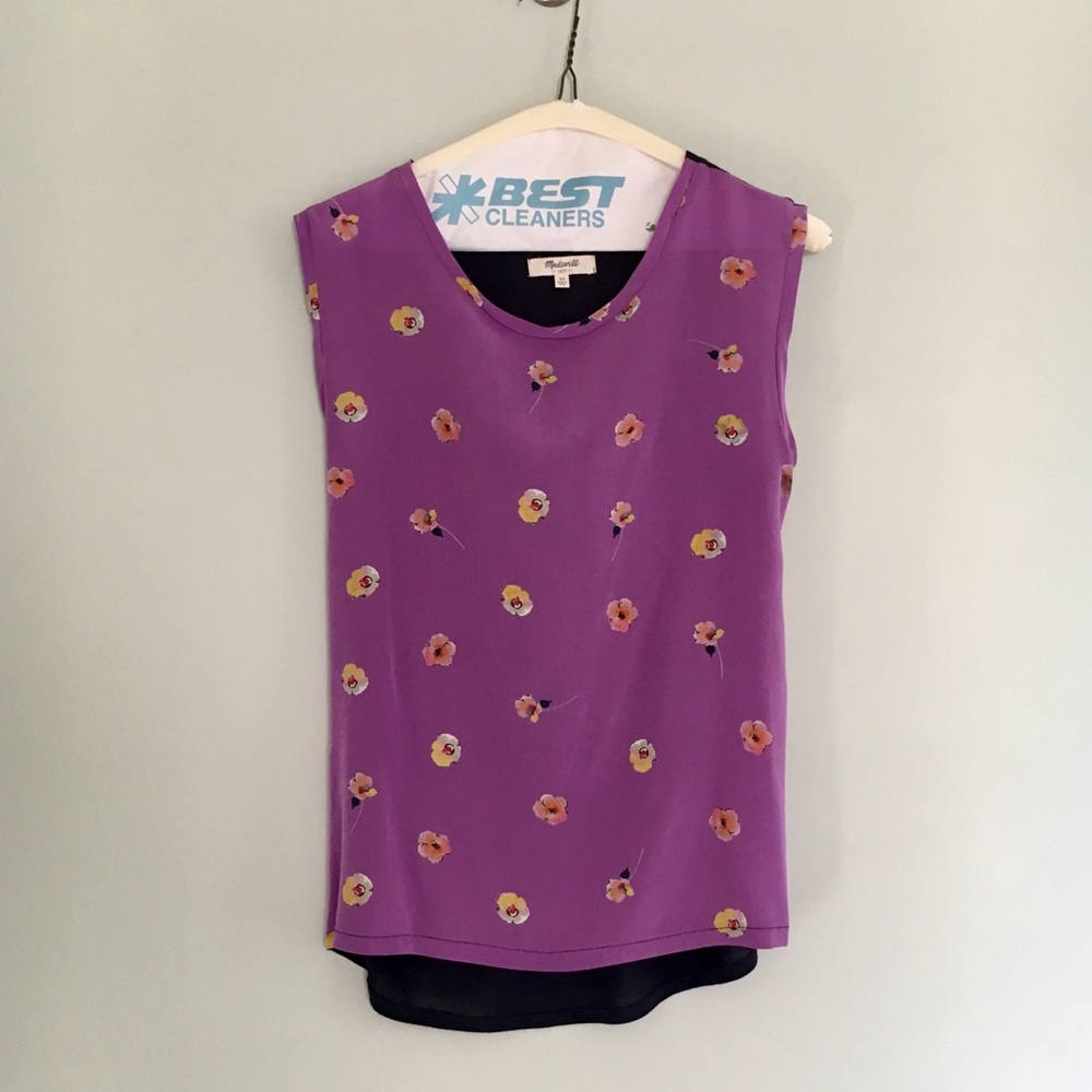 Madewell Silk Front Pansy Top, Size XS